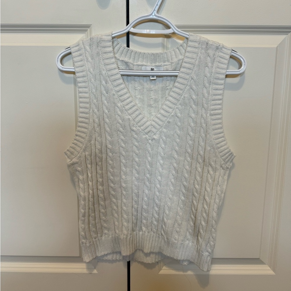 BP White Sweater Vest, Knit, Size Small